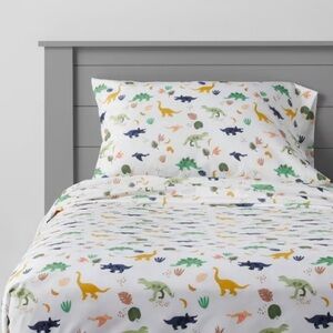 Pillowfort Green and Blue Dinosaur Twin Sheet Set
